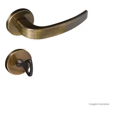 Fechadura Para Banheiro De Aço Zamac Vic 930-80 Com Roseta Redonda Bronze Oxidada Pado Pado Foto mini 1