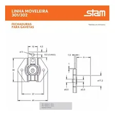 Fechadura Para Gaveta Armário Stam 302 31mm Niquelada Cor Cromado Foto mini  3