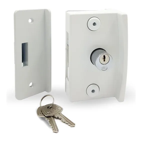 Fechadura Para Porta De Correr Vidro Kit 10 Branco Hela Foto 1