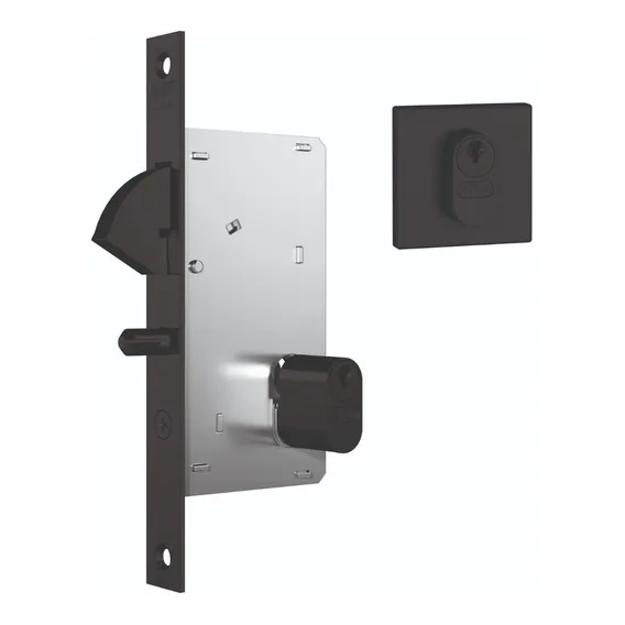 Fechadura Porta Correr Bico Papagaio Stam 950 Preto Quadrada Foto 1