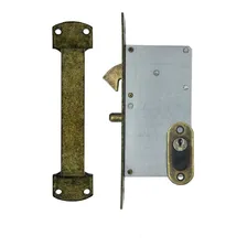 Fechadura Porta Correr Externa 56 Mm Ouro Velho + 2 Puxador Foto  mini 1