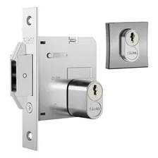 Fechadura Porta De Correr 1006 Inox Escovado Quadrada Stam Foto mini 2