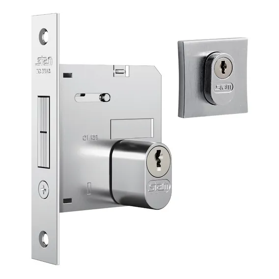 Fechadura Porta De Correr 1006 Inox Escovado Quadrada Stam Foto 1
