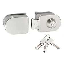 Fechadura Porta Vidro E Vidro 2 Folhas Fixação Pressão Correr Abrir Soprano VV 057 Inox Prata Foto mini 1