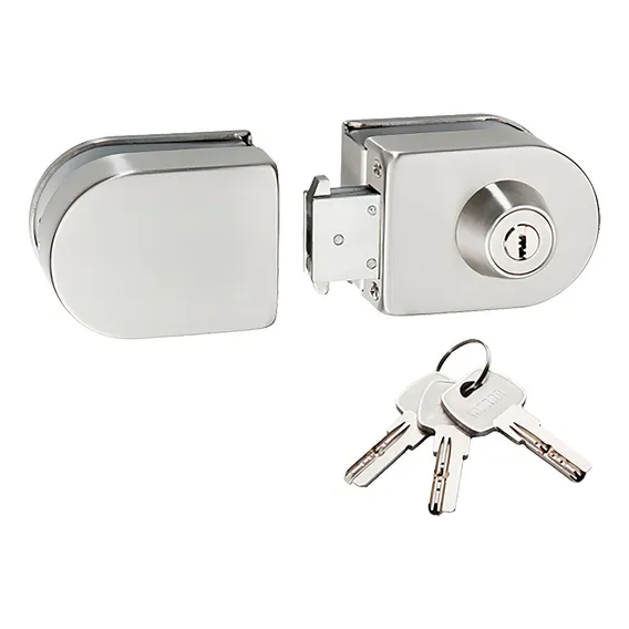 Fechadura Porta Vidro E Vidro 2 Folhas Fixação Pressão Correr Abrir Soprano VV 057 Inox Prata Foto 1