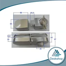 Fechadura Porta Vidro E Vidro 2 Folhas Fixação Pressão Correr Abrir Soprano VV 057 Inox Prata Foto mini 3