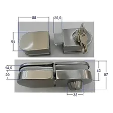 Fechadura Porta Vidro E Vidro 2 Folhas Fixação Pressão Correr Abrir Soprano VV 057 Inox Prata Foto mini 2