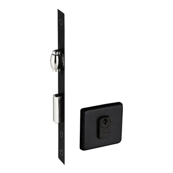 Fechadura Rolete Pivotante Quadrada Preto Pado Cilindro 90mm Foto 1