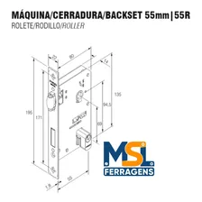 Fechadura Rolete Porta Pivotante Cromada Pado Cilindro 90mm Foto mini  2