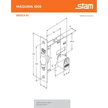 Fechadura Rolete Porta Pivotante - Stam Cromada Cor Quadrada Polida Foto mini 3