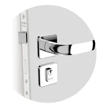 Fechadura Roseta Quadrada Cromada Icaro Soprano Externa Cor Inox Foto mini 1