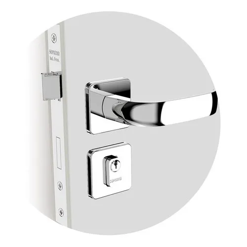 Fechadura Roseta Quadrada Cromada Icaro Soprano Externa Cor Inox Foto 1