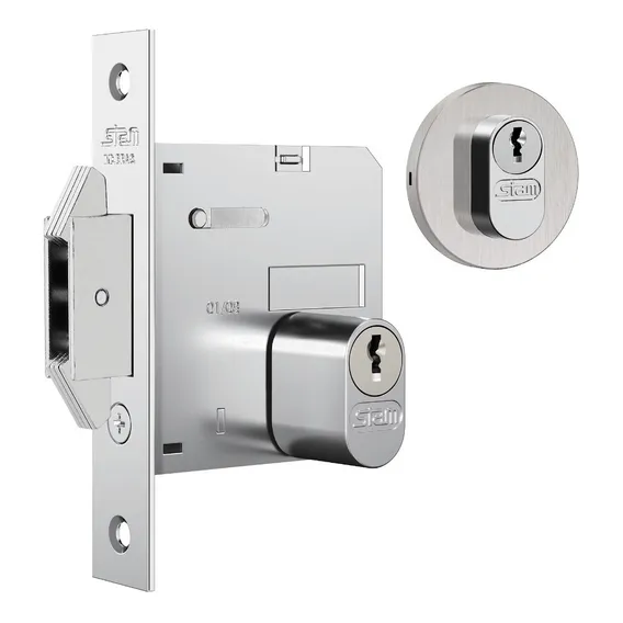 Fechadura Stam 1006 Ros. R Inox Escovado Porta Bater/correr Foto 1