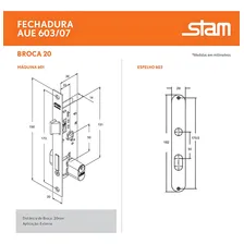 Fechadura Stam 21mm Ext 603/07 Cilindro Buzios 90mm Branco Foto mini 4
