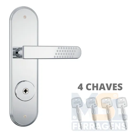 Fechadura Stam Inox Cromada Tetra 55mm 1600/21 4 Chaves Cor Cromado Foto 1