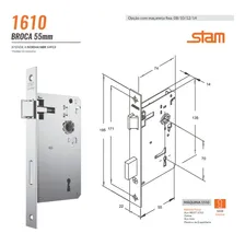 Fechadura Stam Máquina Interna 55mm 1610/21 Inox Cromada Foto mini 2