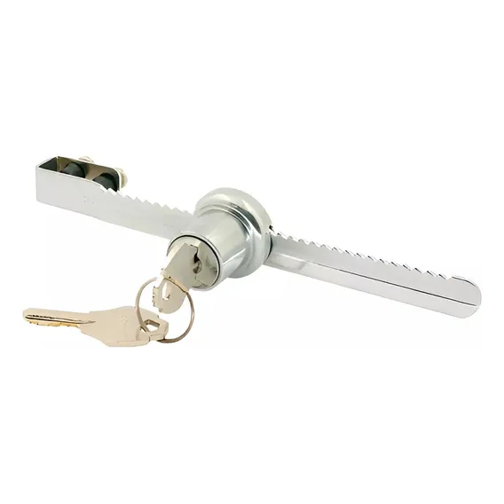 Fechadura Trava Para Vitrine Vidros De Correr Cromada Trava Jacaré 140mm Foto 1