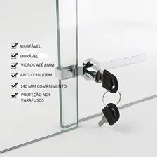 Fechadura Trava Para Vitrine Vidros De Correr Cromada Trava Jacaré 140mm Foto mini  3