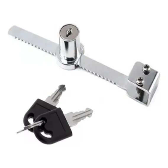 Fechadura Vitrine Cromada Trava Jacaré Freezer Vitrine 140mm Cor Cromado Foto 1