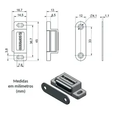 Fecho Magnetico Imã P/portas, Armários Marrom 10 Pçs Foto mini  2