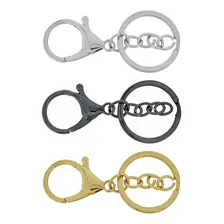 Fecho Mosquetão Com Argola Reforçada Para Chaveiro - 10pçs Cor Grafite / Ônix Foto  mini 1