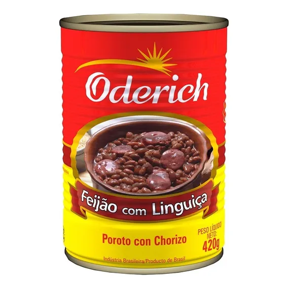 Feijão com Linguiça Oderich Lata 420g Foto 1