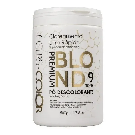 Felps P贸 Descolorante Premium Blond 9 Tons Dust Free 500g Foto 1