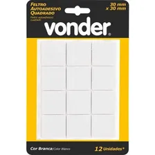 Feltro Adesivo Branco Quadrado 30mm Com 12 Vonder Foto mini 1