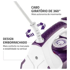 Ferro A Vapor Ceramic Express F-40 2000w Branco/roxo Mondial 220v Foto mini 4