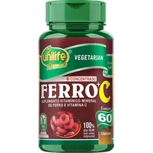 Ferro + Vitamina C 500mg Unilife 60 Cápsulas Sabor Natural Foto mini 2