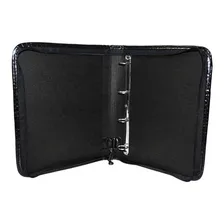 Fichario Com Ziper Croco Corino Preto Foto mini  2