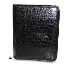 Fichario Com Ziper Croco Corino Preto Foto  mini 1