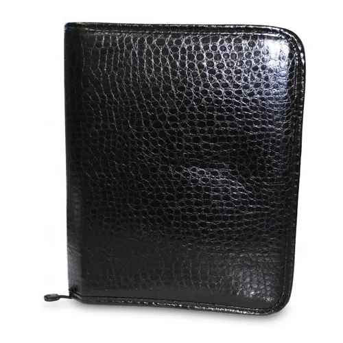 Fichario Com Ziper Croco Corino Preto Foto 1