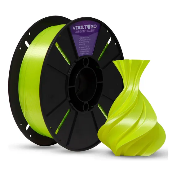 Filamento Pla V-silk Premium 1kg - Diversas Cores - Voolt3d Cor Amarelo Fluorescente V-Silk Foto 1