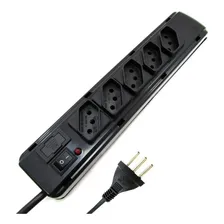 Filtro De Linha 5 Tomadas De Pvc Preto Impacto Eletronics Foto  mini 1