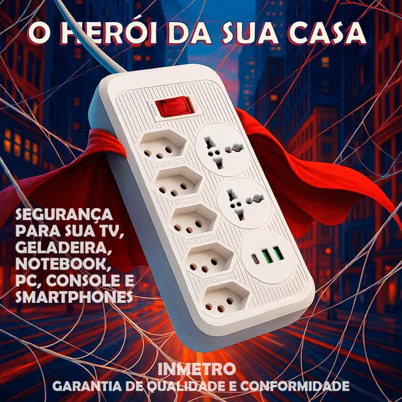 Filtro De Linha Profissional ExtensĂŁo ElĂ©trica RĂ©gua Energia Rack Usb Tipo C Bivolt Protetor EletrĂŽnico Tomadas Espaçadas FusĂvel RuĂdo Usb-c MĂșltiplas Surto Geladeira Computador Smart Foto 1
