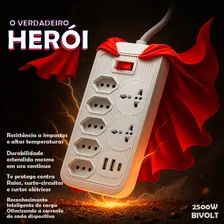 Filtro De Linha Profissional ExtensĂŁo ElĂ©trica RĂ©gua Energia Rack Usb Tipo C Bivolt Protetor EletrĂŽnico Tomadas Espaçadas FusĂvel RuĂdo Usb-c MĂșltiplas Surto Geladeira Computador Smart Foto mini 3
