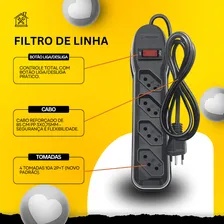 Filtro De Linha Regua 4 Tomadas Megatron Inmetro Bivolt 10a Foto mini 3