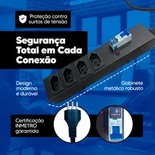 Filtro Linha Metalico 20a 4 Tomadas Regua Disjuntor Protetor Cor Preto 127/220V Foto mini 4