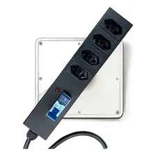 Filtro Linha Metalico 20a 4 Tomadas Regua Disjuntor Protetor Cor Preto 127/220V Foto mini 2