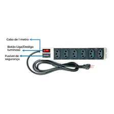 Filtro Linha Multicraft Metalico 6 Tomadas Bivolt 20704 Foto mini 4