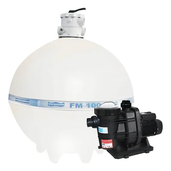 Filtro Piscina Fm100 E Bomba 3cv Sodramar - Até 312.000 L Foto 1