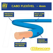 Fio Cabo Flexivel 4mm Cobrecom Antichamas Cores Rolo 100 Metros Foto mini  2