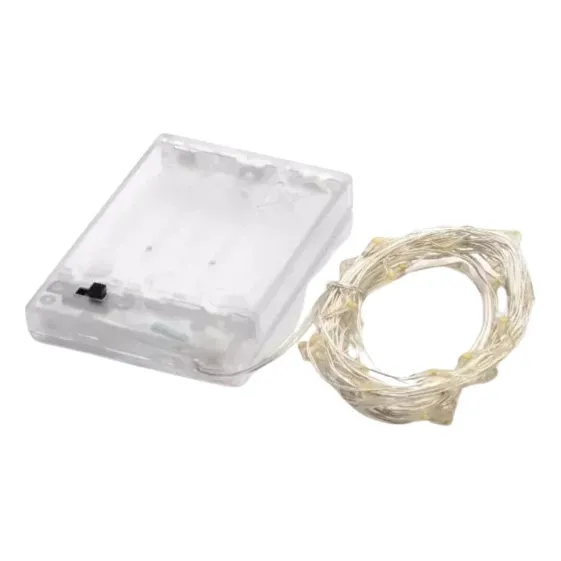 Fio Cobre Prata - Cordão Luz Fada - 2m 20 Leds Branco Quente Foto 1