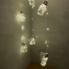 Fio De Led Com 10 Lâmpadas Estrelas Fio De Fada Azul Natal Foto mini 3