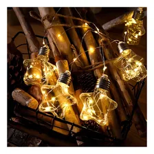 Fio De Led Com 10 Lâmpadas Estrelas Fio De Fada Azul Natal Foto mini 1