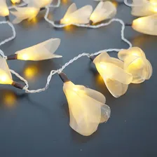 Fio De Luz Luz Fada Cordão Led Flor Organza Dourada Bivolt Foto mini 4