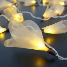 Fio De Luz Luz Fada Cordão Led Flor Organza Dourada Bivolt Foto mini 1