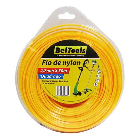 Fio De Nylon Quadrado Roçadeira 3,0mm X50m Beltools Foto 1