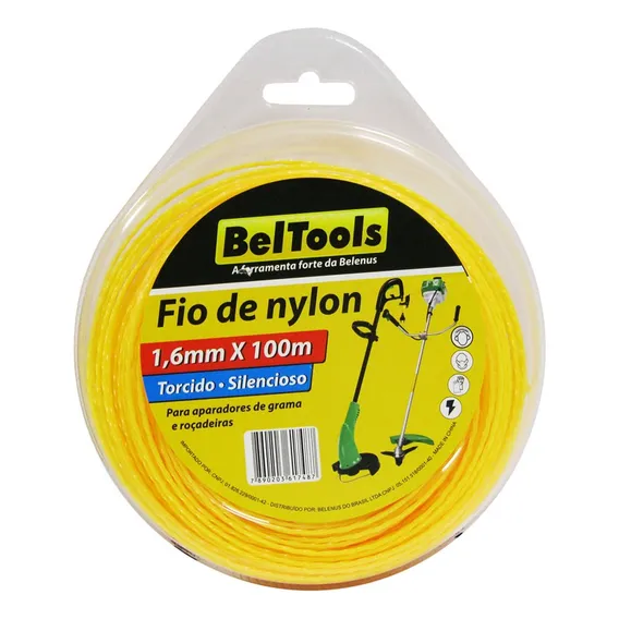 Fio De Nylon Torcido Roçadeira 1,8mm X 100m Beltools Foto 1